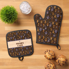 Folk coffee tools — cocoa brown with caramel ovenwant & pannenlap set