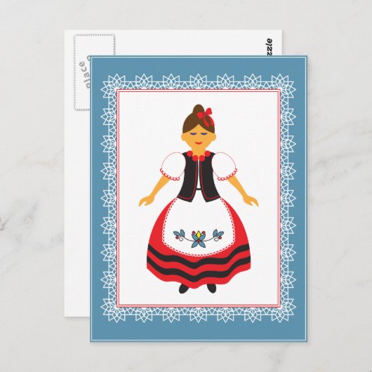 Folk Costume Briefkaart (Voorkant / Achterkant)