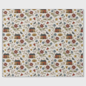 Folk Cottage Hearts Garden Pattern Cadeaupapier (Vlak)