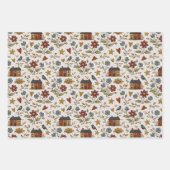 Folk Cottage Hearts Garden Pattern Inpakpapier Vel (Voorkant)