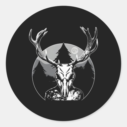 Folk Creature Moon Wendigo Forest Halloween Crypti Ronde Sticker (Voorkant)