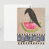 Folk Crow on Watermelon Briefkaart (Voorkant / Achterkant)