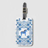 Folk Dala horse floral flower design/white B Bagagelabel (Voorkant (verticaal))