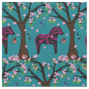 Folk Dala paard/Folk vogels/bloemen 2.7 Stof