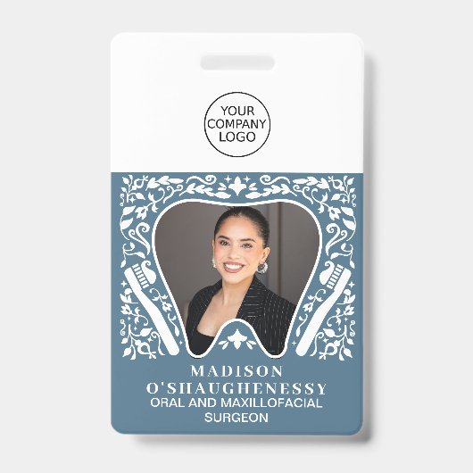 Folk Dentist logo Modern Business Photo Badge (Front)