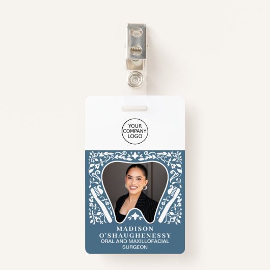 Folk Dentist logo Modern Business Photo Badge (Voorkant met clip)