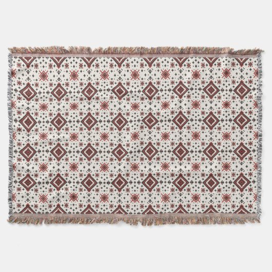 Folk Diamond Cross Stitch Seamless Pattern Deken (Voorkant)