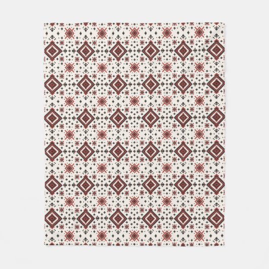 Folk Diamond Cross Stitch Seamless Pattern Fleece Deken (Voorkant)