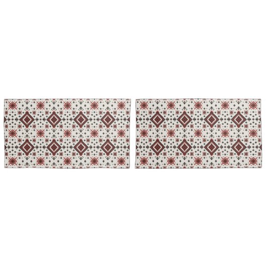 Folk Diamond Cross Stitch Seamless Pattern Kussensloop (Voorkant-Set)