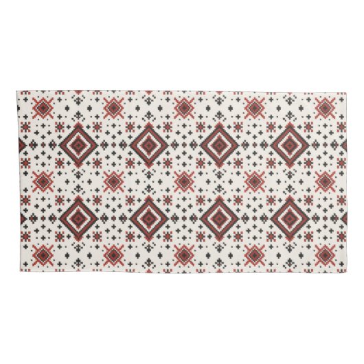 Folk Diamond Cross Stitch Seamless Pattern Kussensloop (Achterkant-Rechts)