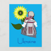 Folk Doll met zonnebloem, Motanka. Briefkaart (Voorkant)