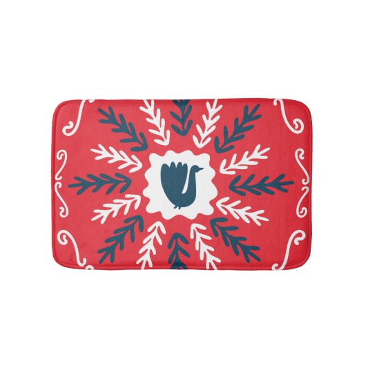 Folk Doodle Art Kerst Tegel Badmat (Voorkant)