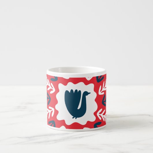 Folk Doodle Art Kerst Tegel Espresso Kop (Voorkant)