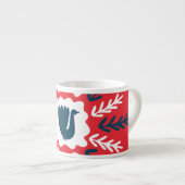 Folk Doodle Art Kerst Tegel Espresso Kop (Voorkant rechts)