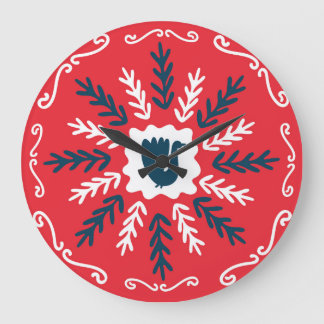 Folk Doodle Art Kerst Tegel Grote Klok