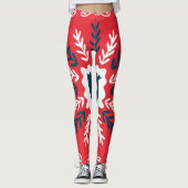 Folk Doodle Art Kerst Tegel Leggings (Voorkant)