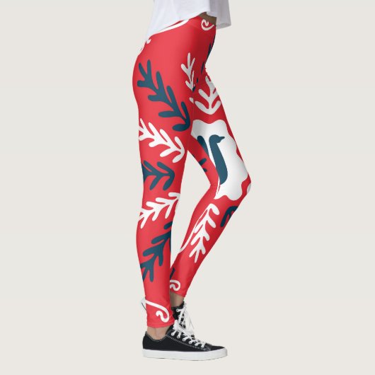Folk Doodle Art Kerst Tegel Leggings (Rechts)
