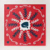 Folk Doodle Art Kerst Tegel Legpuzzel (Horizontaal)