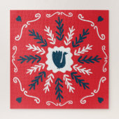 Folk Doodle Art Kerst Tegel Legpuzzel (Verticaal)