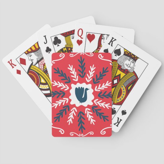 Folk Doodle Art Kerst Tegel Pokerkaarten (Achterkant)