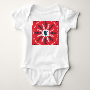 Folk Doodle Art Kerst Tegel Romper