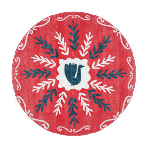 Folk Doodle Art Kerst Tegel Snijplank