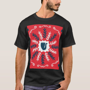 Folk Doodle Art Kerst Tegel T-shirt