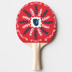 Folk Doodle Art Kerst Tegel Tafeltennisbatje
