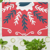 Folk Doodle Art Kerst Tegel Theedoek (Gevouwen)