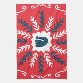 Folk Doodle Art Kerst Tegel Theedoek (Verticaal)