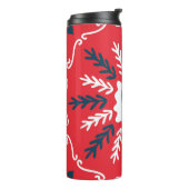 Folk Doodle Art Kerst Tegel Thermosbeker (Gedraaid links)