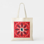 Folk Doodle Art Kerst Tegel Tote Bag (Achterkant)