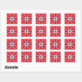 Folk Doodle Art Kerst Tegel Vierkante Sticker (Vel)