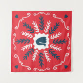 Folk Doodle Art Kerst Tegel Wandkleed (Voorkant (horizontaal))