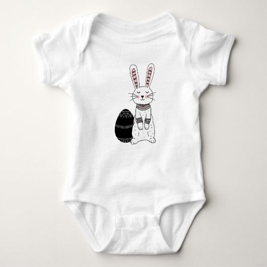 Folk Easter Bunny Rabbit Baby Bodysuit (Voorkant)