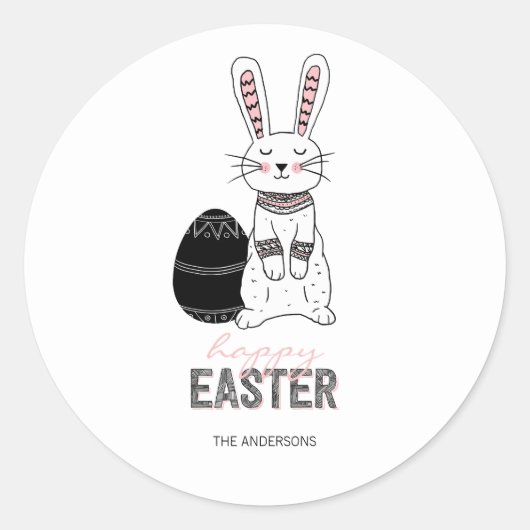 Folk Easter Bunny Rabbit Sticker (Voorkant)