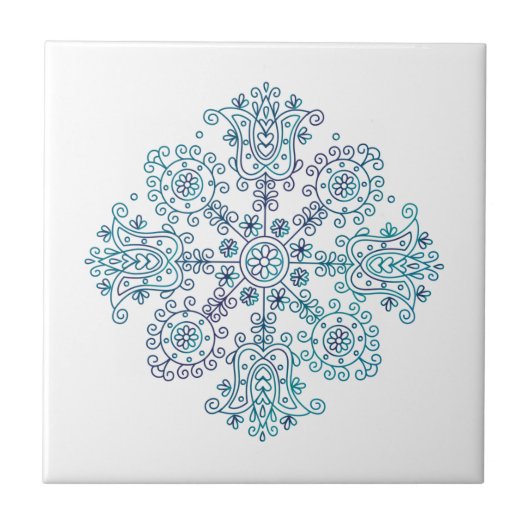 Folk Embroidery Mandala Tegeltje (Voorkant)