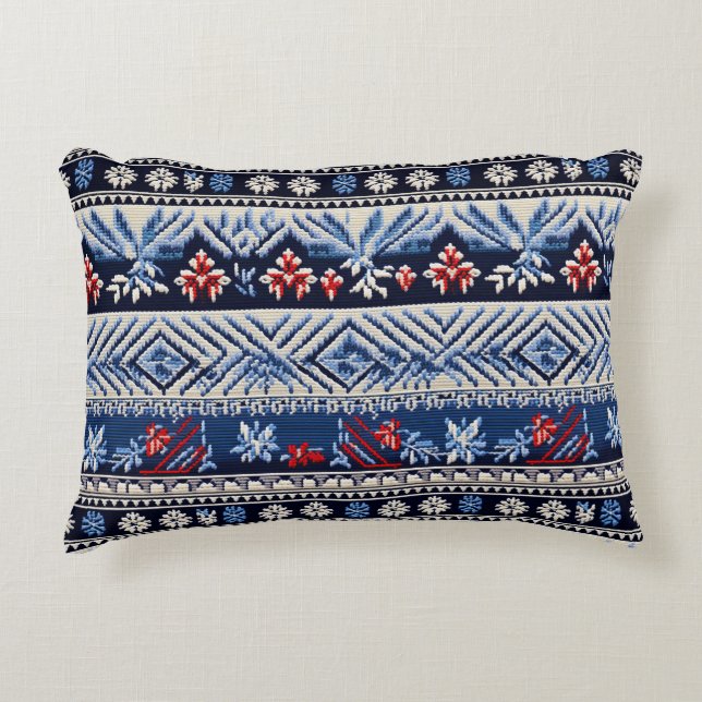 Folk Embroidery Stripe Pattern Accent Kussen (Voorkant)