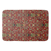 Folk Embroidery Yellow, groen, zwart op Deep Red Badmat (Voorkant)