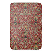 Folk Embroidery Yellow, groen, zwart op Deep Red Badmat (Voorkant Verticaal)