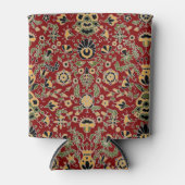 Folk Embroidery Yellow, groen, zwart op Deep Red Blikjeskoeler (Voorkant)