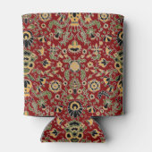 Folk Embroidery Yellow, groen, zwart op Deep Red Blikjeskoeler (Achterkant)