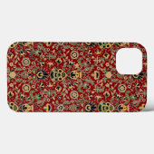 Folk Embroidery Yellow, groen, zwart op Deep Red Case-Mate iPhone Case (Achterkant (horizontaal))