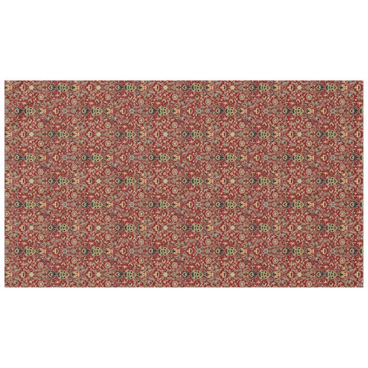 Folk Embroidery Yellow, groen, zwart op Deep Red Tafelkleed (Voorkant (Horizontaal))