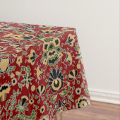 Folk Embroidery Yellow, groen, zwart op Deep Red Tafelkleed (Voorbeeld)