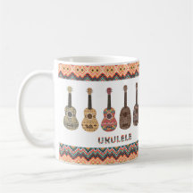 Folk Etnisch Geometrisch Patroon Ukulele Mok