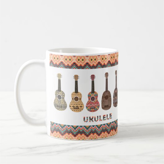 Folk Etnisch Geometrisch Patroon Ukulele Mok (Links)