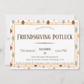 Folk Fall Leaves Friendsgiving Potluck Invitation Kaart (Voorkant)