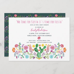 Folk Fiesta Baby shower Invite Waterverf Cacti Kaart