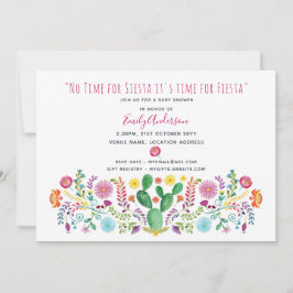 Folk Fiesta Baby Shower Uitnodiging Waterverf Cact